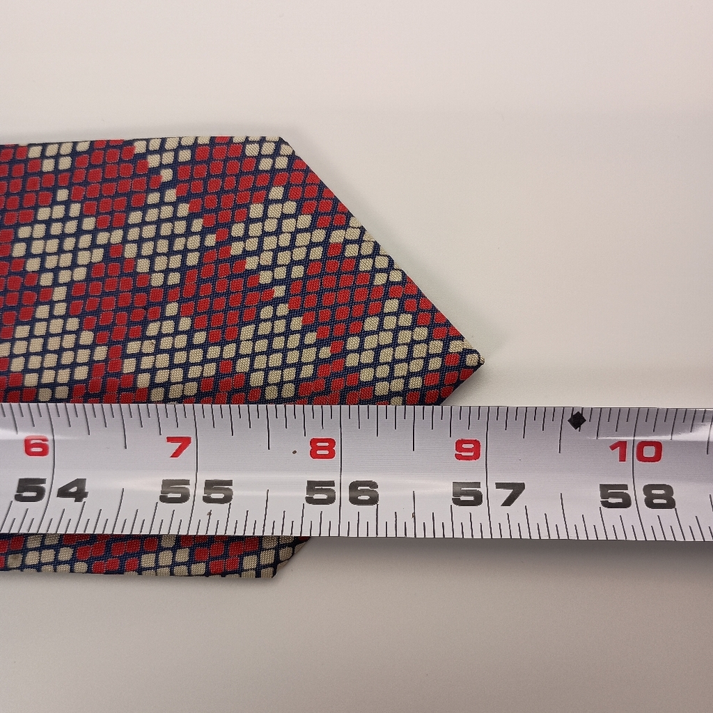 Unbranded‎ Mens Tie 100% Thai Silk Checkered Red Grey Knitted Look - Picture 7 of 8